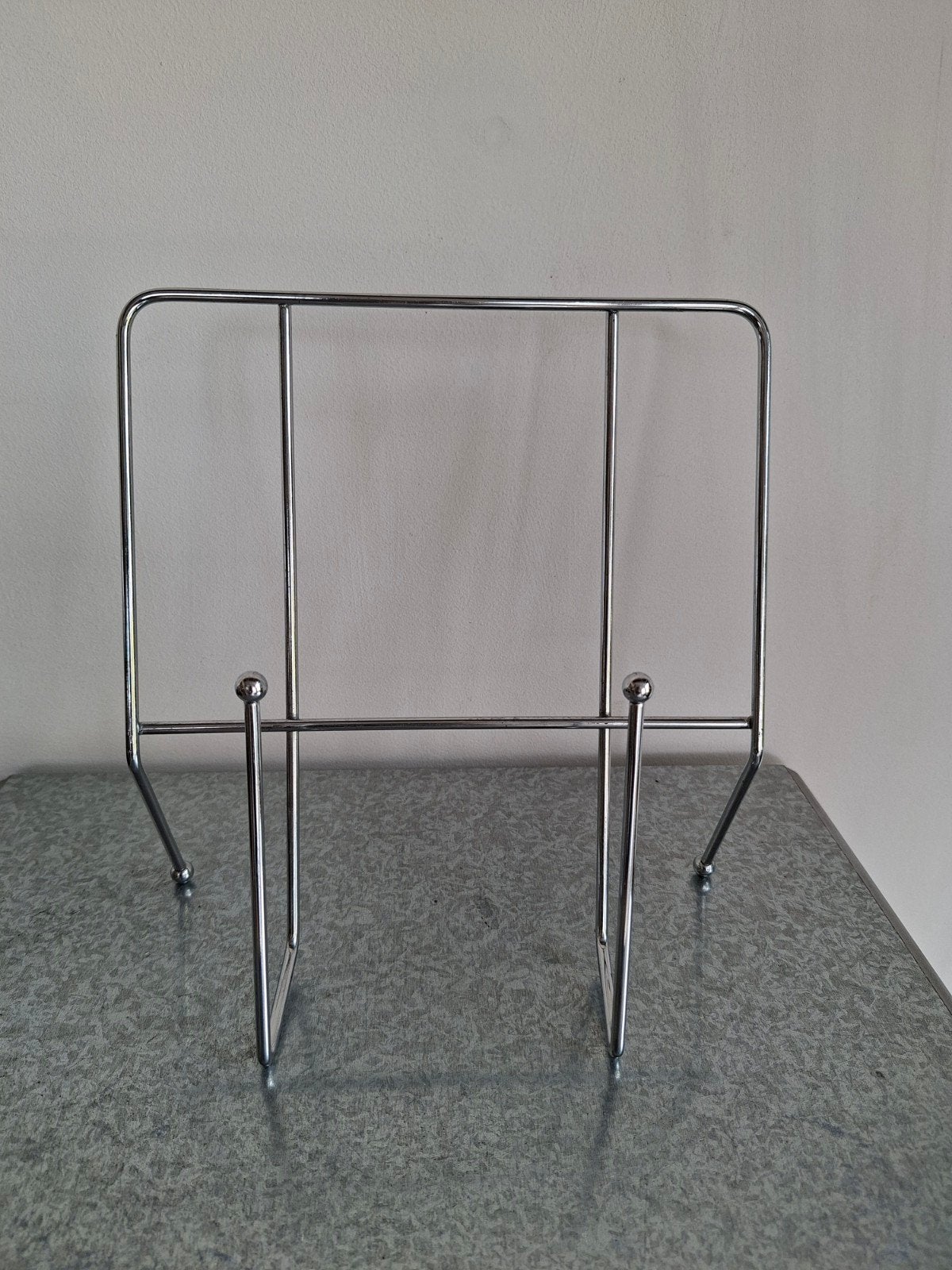 Verchroomde boekenstandaard / kookboekhouder, Gebruikt, Ophalen of Verzenden, Zilver, Metaal