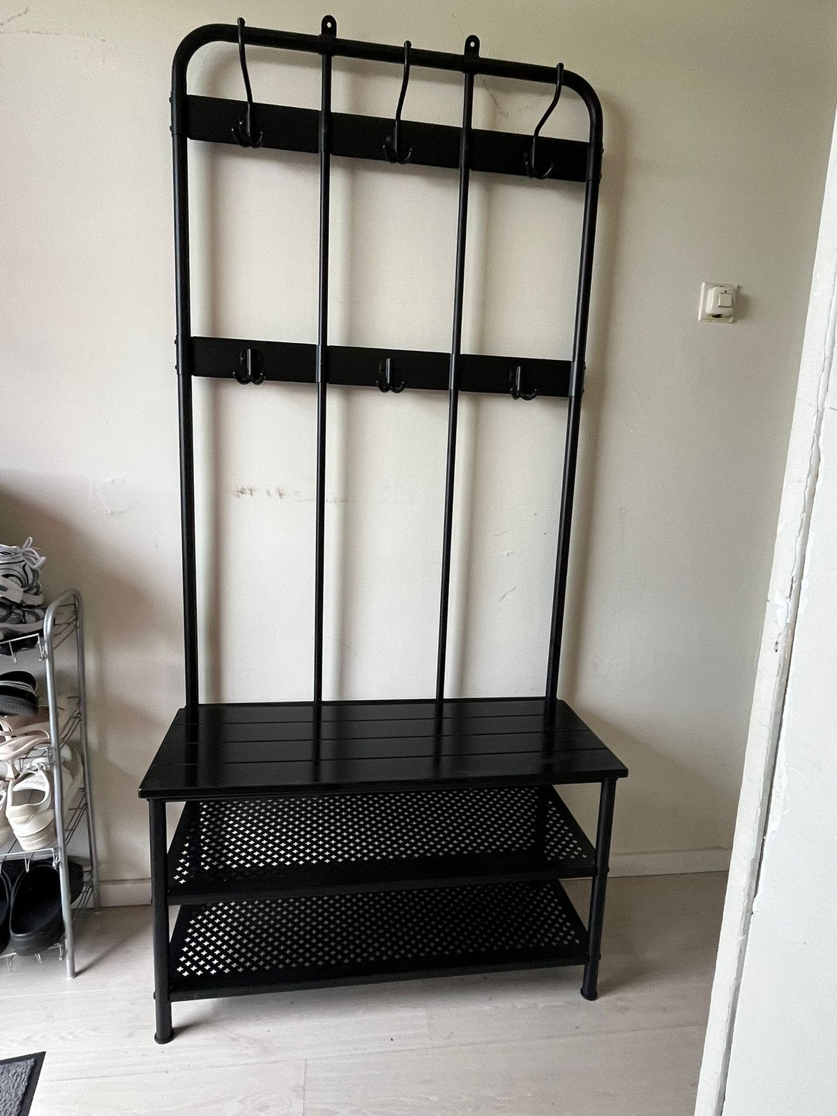 Ikea Nipasen kapstok/schoenenrek, Huis en Inrichting, Woonaccessoires | Kapstokken, Ophalen, Zo goed als nieuw, Metaal, Staande kapstok