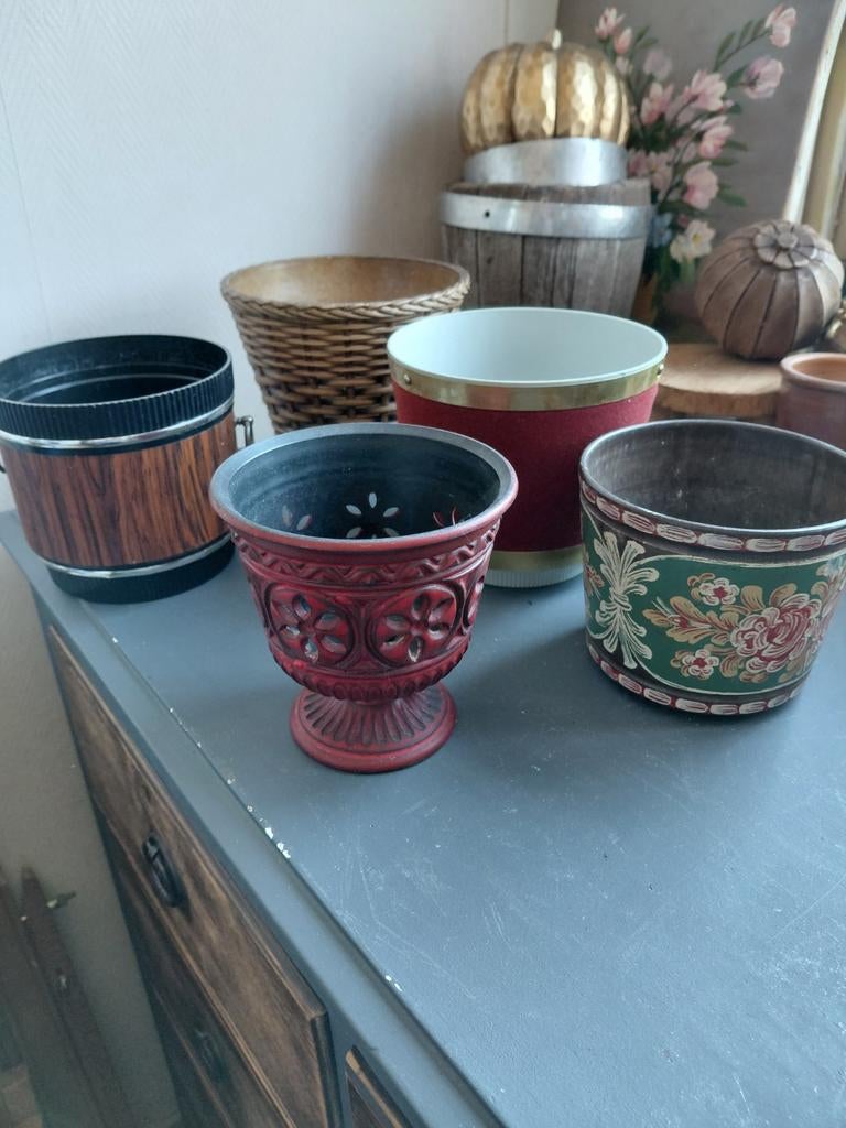 Vintage retro set bloempotten west-germany Emsa schlutz, Verzamelen, Retro, Ophalen, Huis en Inrichting