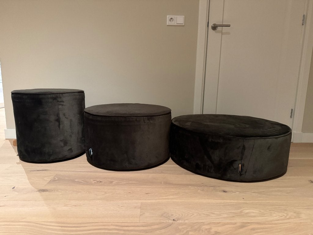 Woood poef velvet groen 80cm diameter, Rond, Zo goed als nieuw, 75 tot 100 cm, Stof