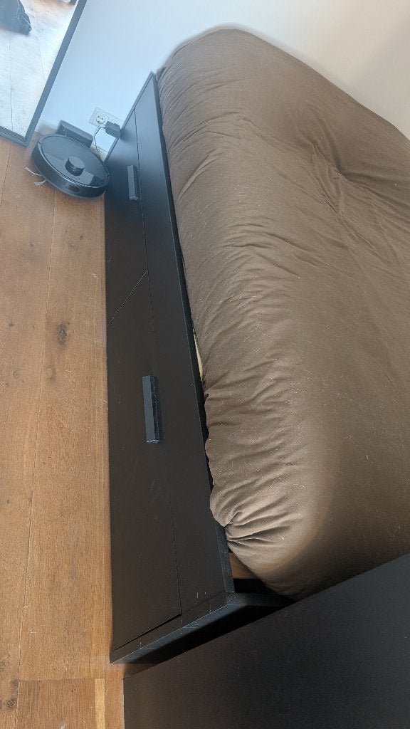 IKEA BRIMNES bedframe 160x200 zwart met opbergladen, Huis en Inrichting, Slaapkamer | Bedden, Ophalen, Zwart, Tweepersoons, Zo goed als nieuw