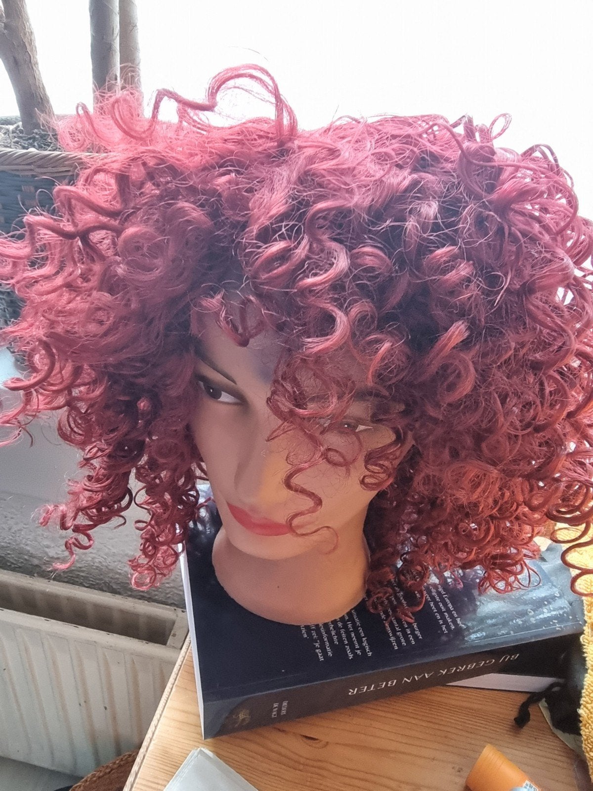Rode krullen pruik - Zo goed als nieuw, Verzenden, Zo goed als nieuw, Pruik of Haarverlenging