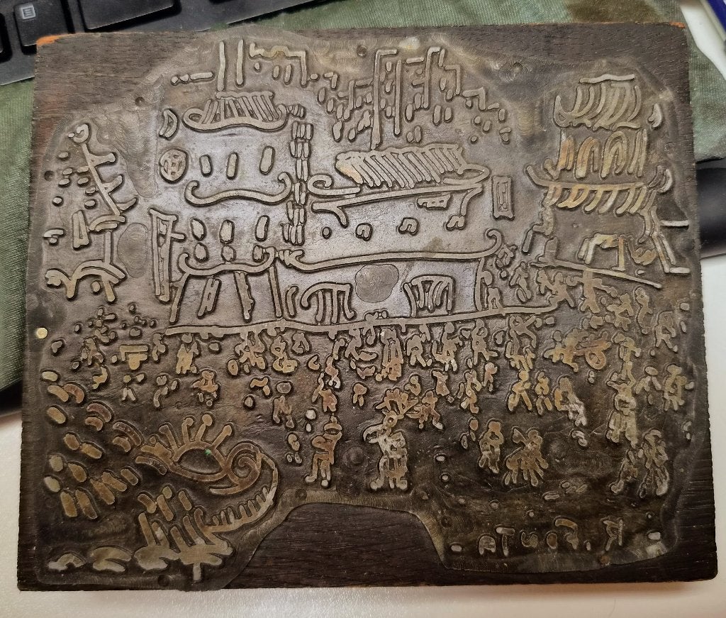 Robert FONTA (1922-1976) Bronzen drukplaat ~1950 stad scene?, Architectuur, Ophalen of Verzenden, Gesigneerd, 15 cm