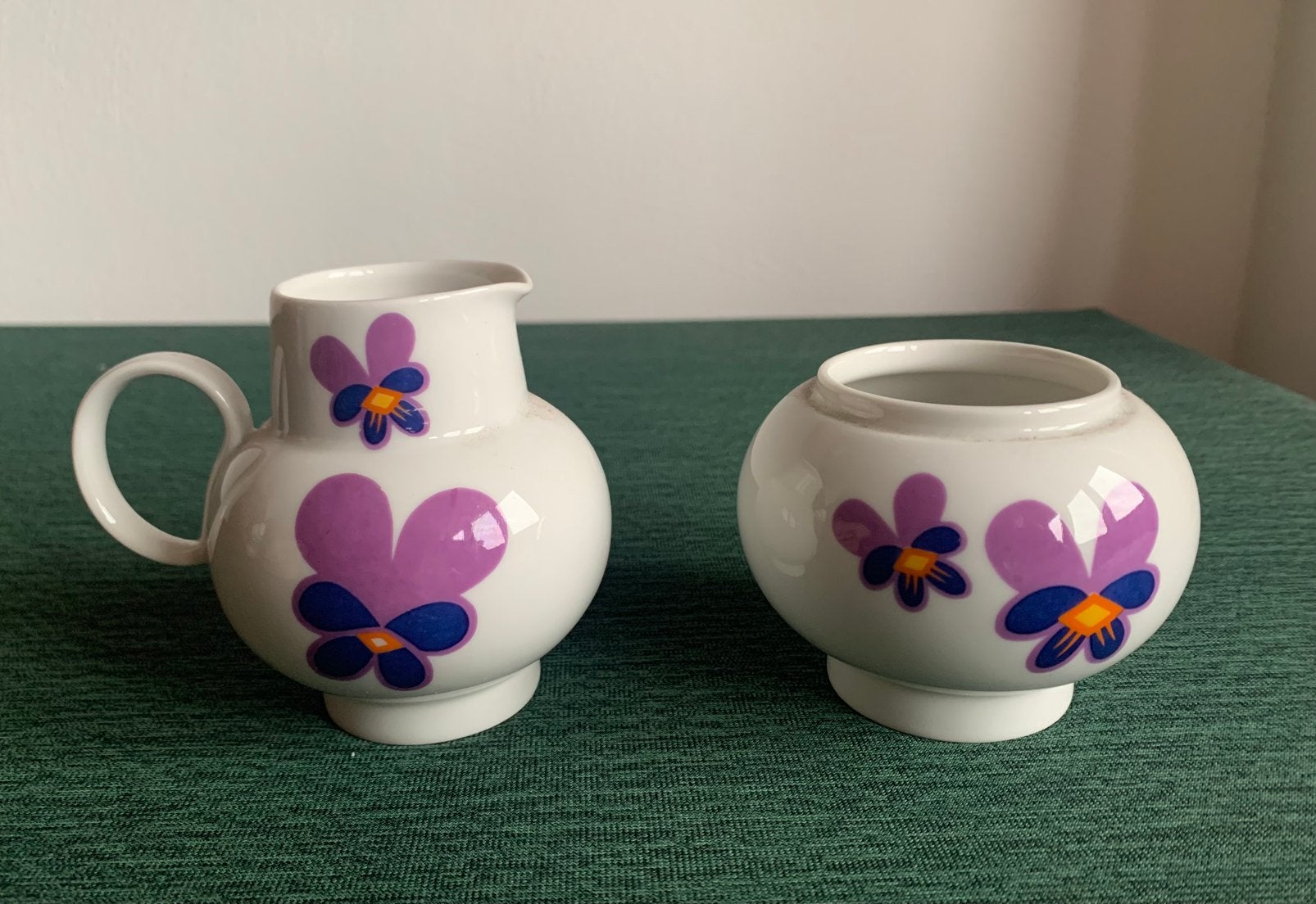 Vintage melkkannetje en suikerpotje, porselein van Bavaria, Ophalen of Verzenden