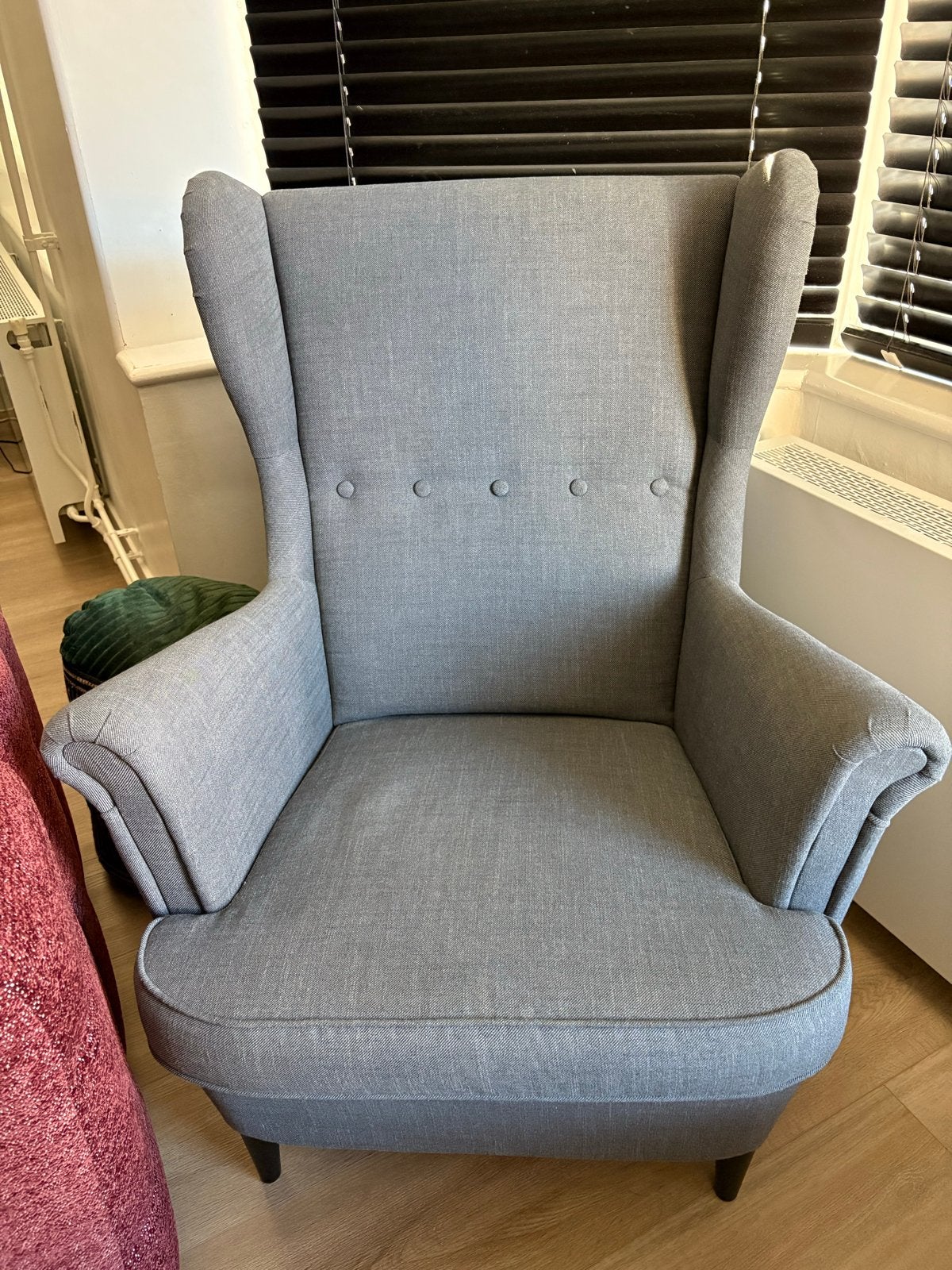 IKEA Strandmon fauteuil - Grijs, Ophalen, Gebruikt, Stof, 75 tot 100 cm