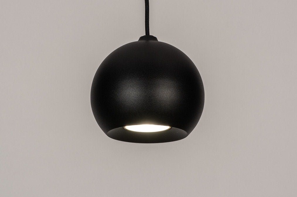 Zwarte hanglamp / bollamp met spotlicht, Ophalen of Verzenden, Zo goed als nieuw, GU10