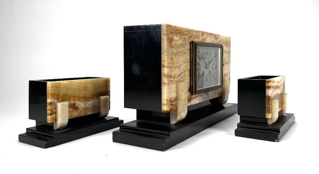 1098. Art Deco pendule met marmer, ca. 1930, Antiek en Kunst, Ophalen