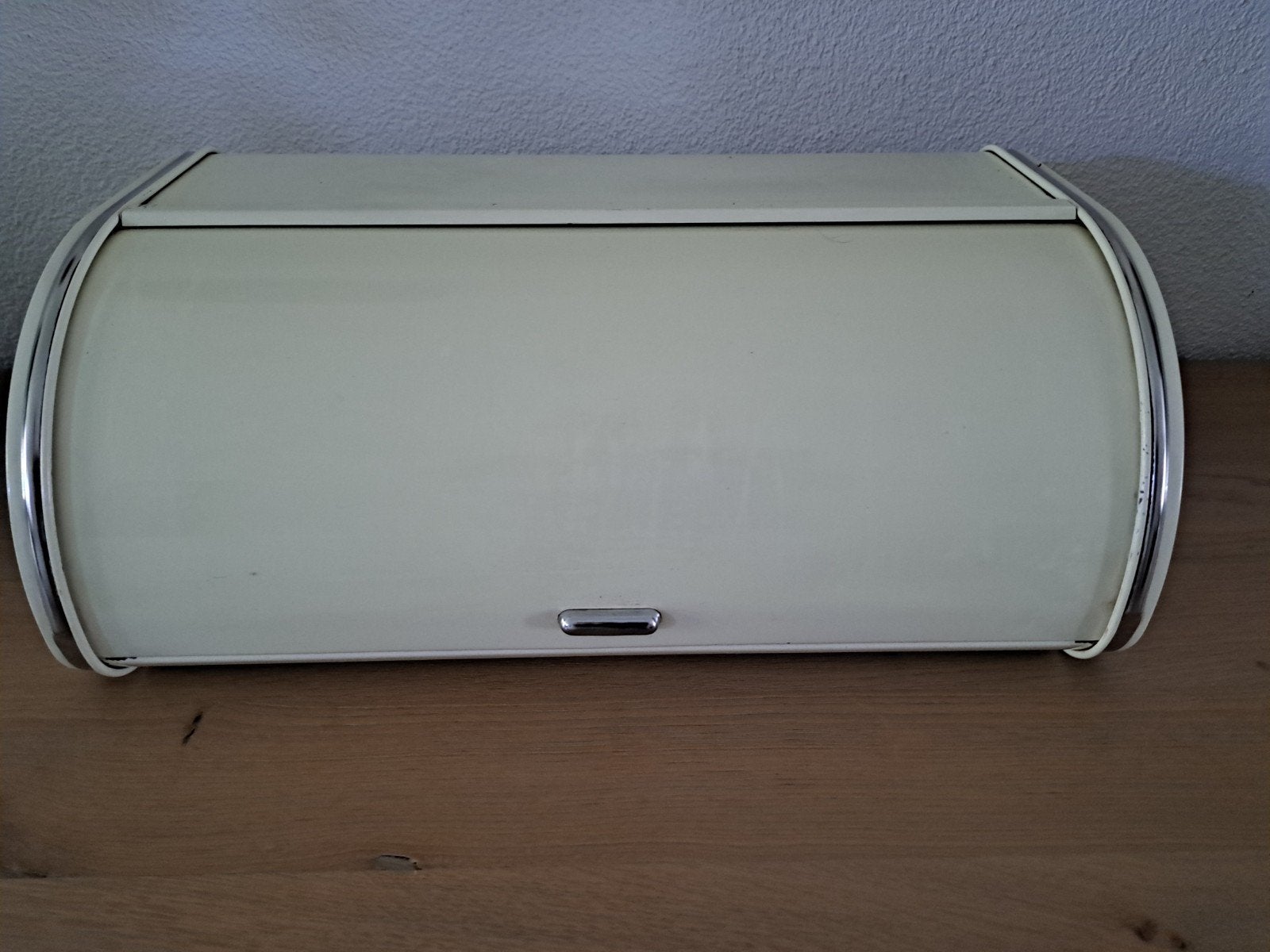 Vintage beige Brabantia broodtrommel rolklep 46-26-17 cm, Beige, Gebruikt, Ophalen of Verzenden, Metaal