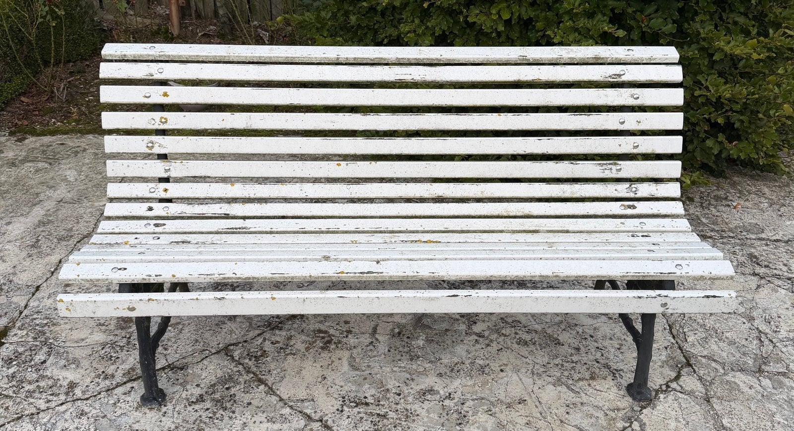 Tuinbank Parkbank met gietijzeren frame + hardhouten balken, Ophalen, Zo goed als nieuw, Hout
