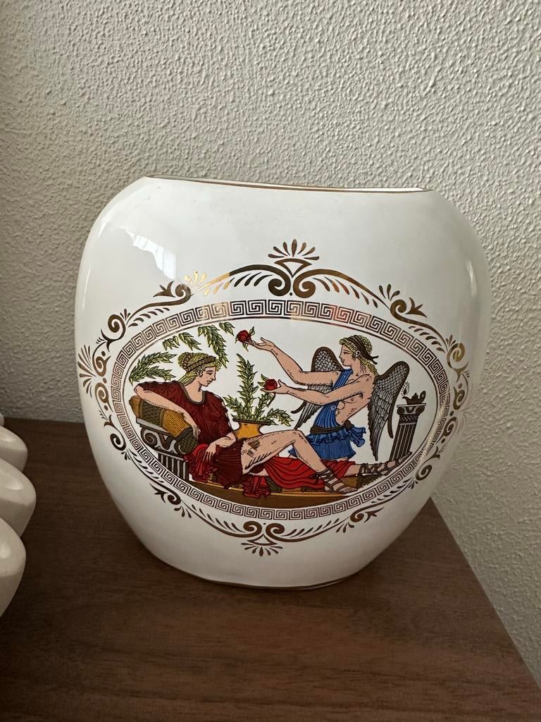 Handgemaakte Griekse vaas met 24k goud decoratie, Antiek en Kunst, Antiek | Vazen, Ophalen of Verzenden