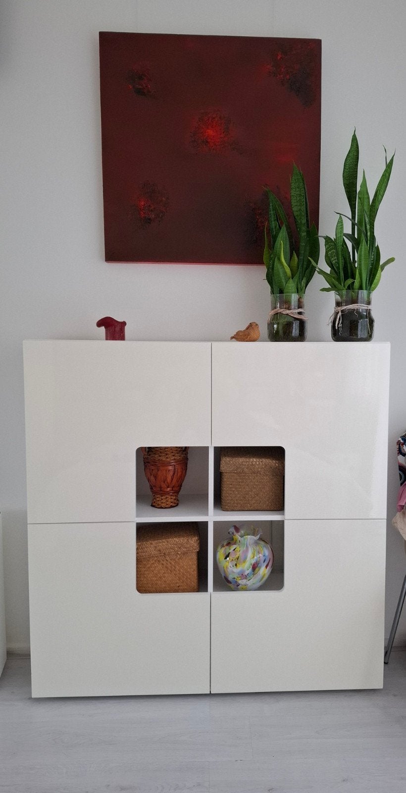 Hoogglans witte kast / highboard 120x120x30 cm, Ophalen, Gebruikt