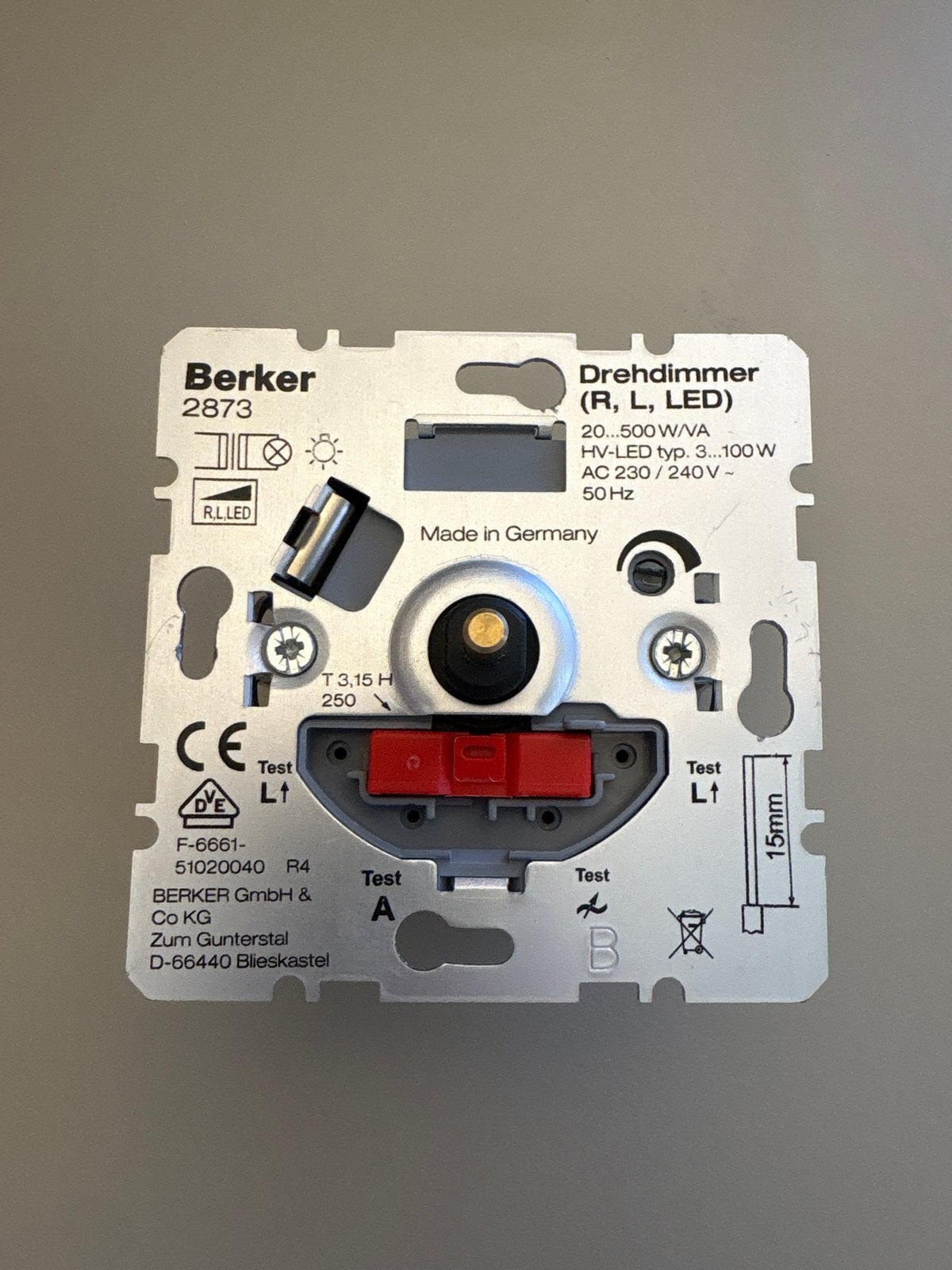 Berker 2873 Draaidimmer (R, L, LED) - Nieuw, Doe-het-zelf en Verbouw, Elektra en Kabels, Ophalen, Nieuw, Berker, Dimmer