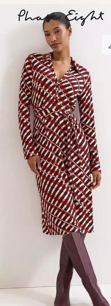 Phase Eight Geruite Midi Jurk - Nieuw met kaartjes, Kleding | Dames, Maat 38/40 (M), Verzenden, Nieuw, Rood