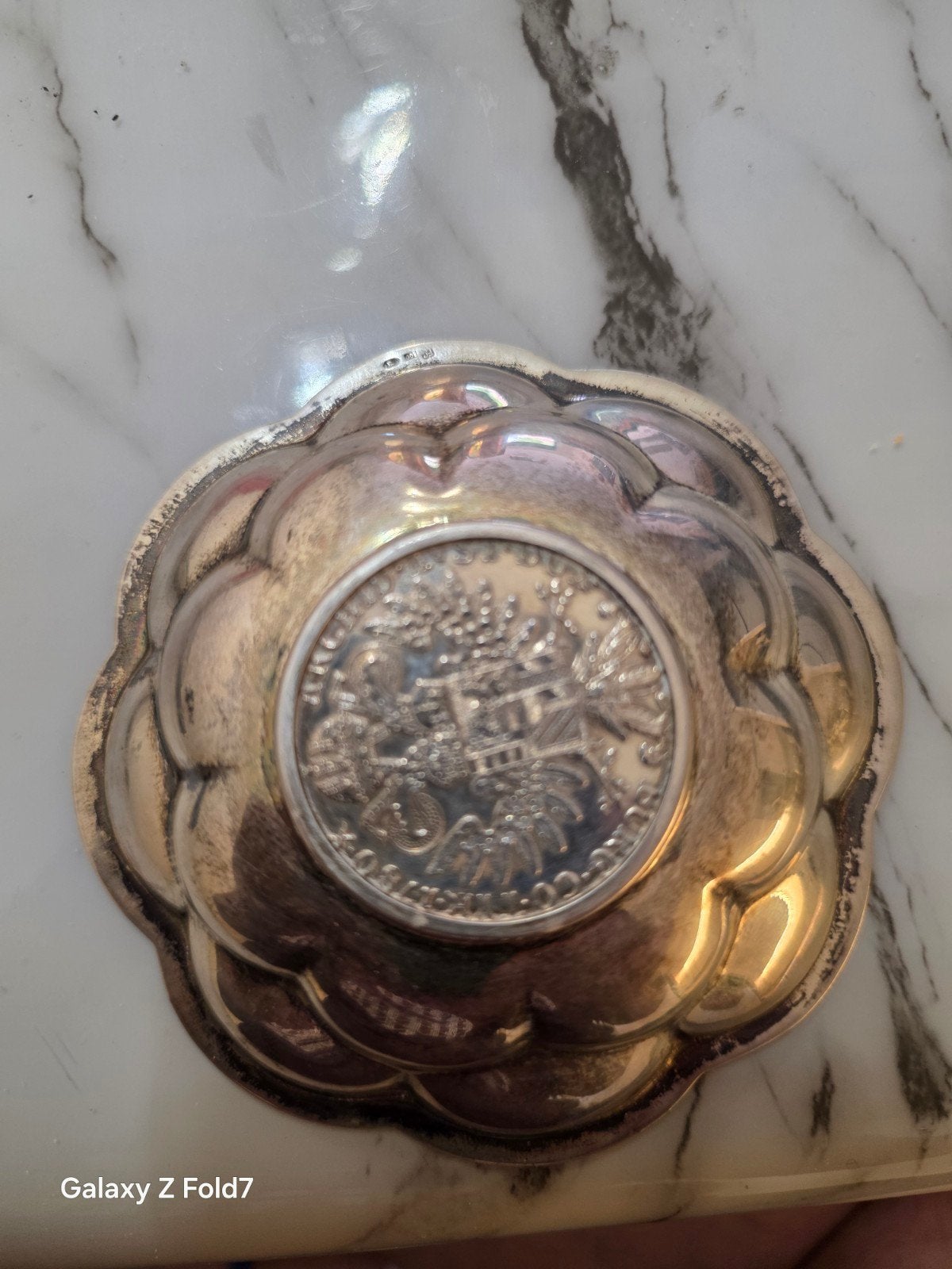 zilver schaaltje met zilver munt van maria theresia daalder, Ophalen of Verzenden, Zilver