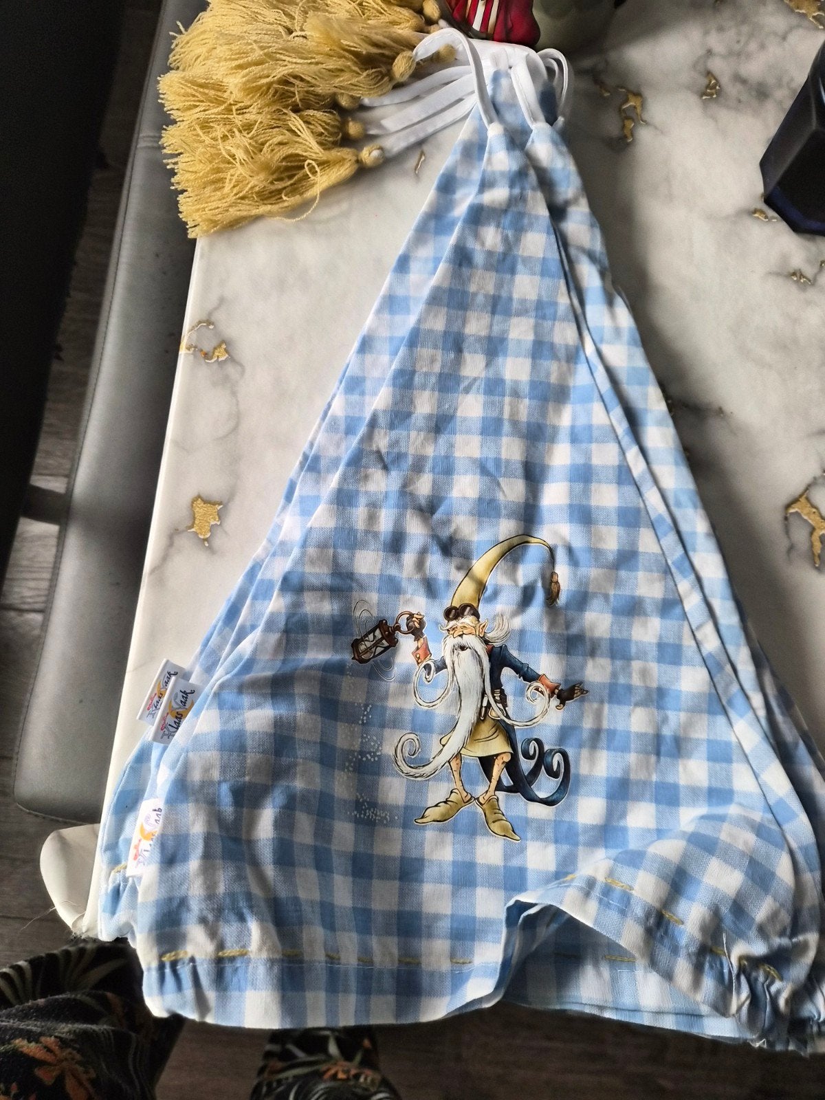 Efteling Bosrijk slaapmuts geruit blauw/wit, Verzamelen, Ophalen of Verzenden, Gebruikt, Kleding