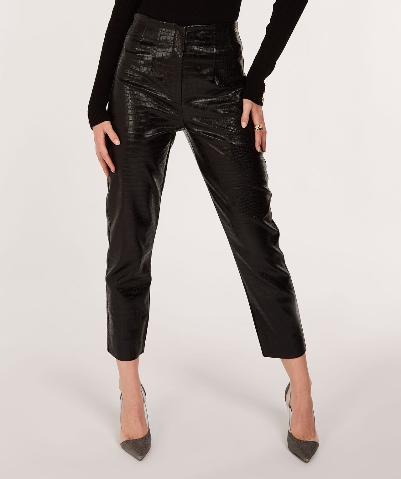 Josh V faux leer leren broek high waist hoge taille merk hip, Zwart, Ophalen of Verzenden, Zo goed als nieuw, Maat 36 (S)