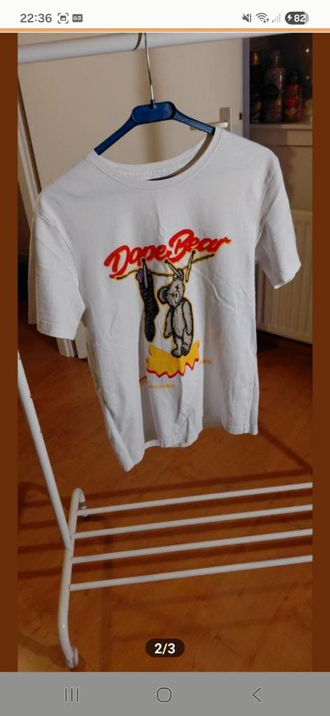 Dope Bear T-shirt - Wit met print m, Onbekend, Wit, Overige maten, Ophalen of Verzenden