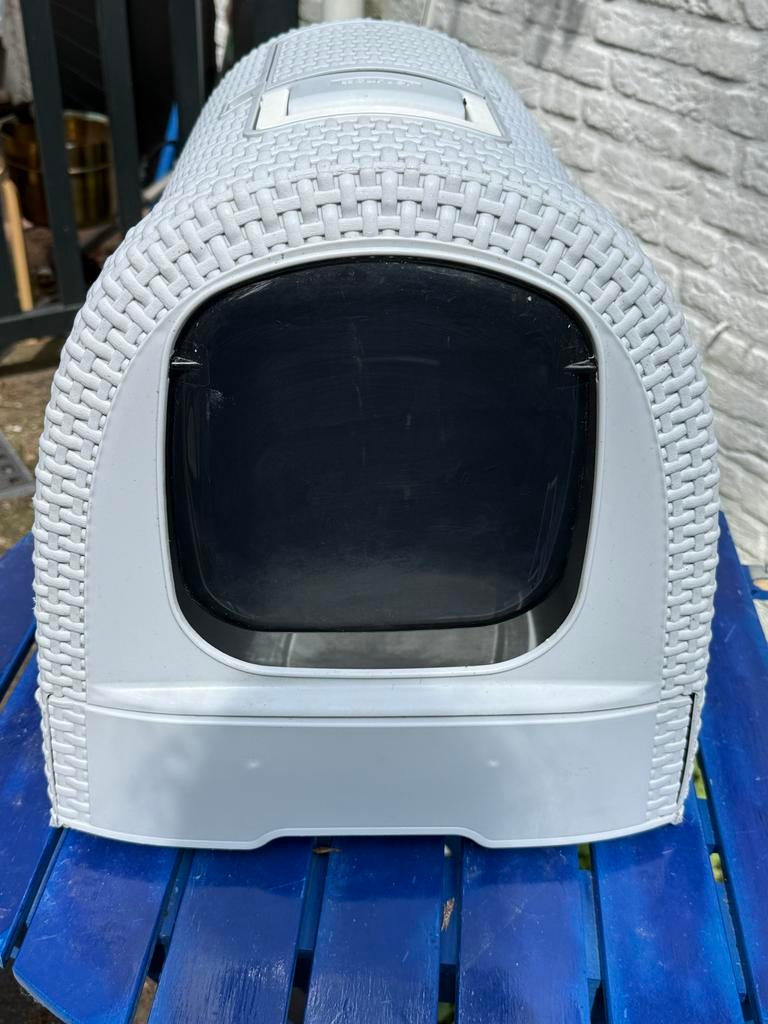 Curver kattenbak met kap grijs rattan look, Ophalen of Verzenden, Gebruikt, Gesloten