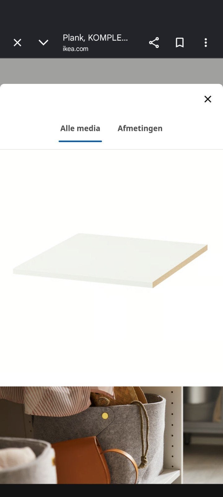 4x IKEA KOMPLEMENT Plank wit 50x58 cm, Ophalen, Zo goed als nieuw