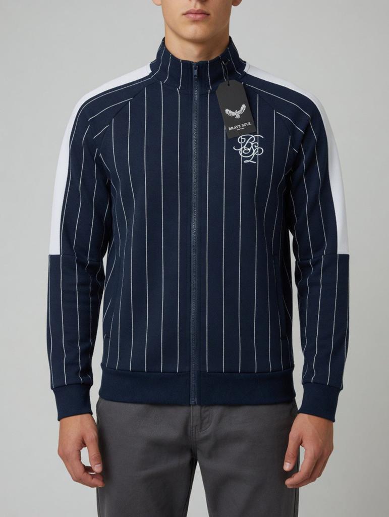 Brave Soul London • Stijlvol donkerblauw jack met pinstripes, Ophalen of Verzenden, Nieuw, Blauw, Algemeen