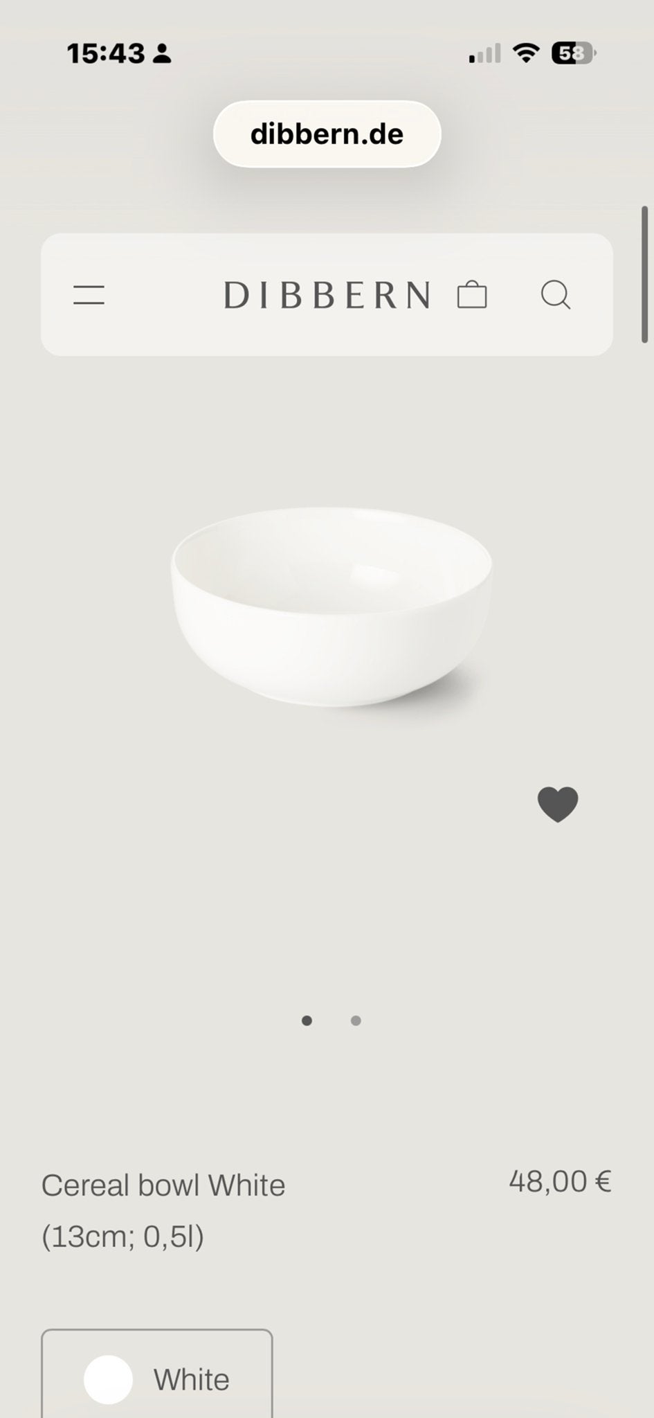 Dibbern Cereal Bowl - Nieuwstaat, Overige merken, Nieuw, Ophalen of Verzenden, Kom(men)
