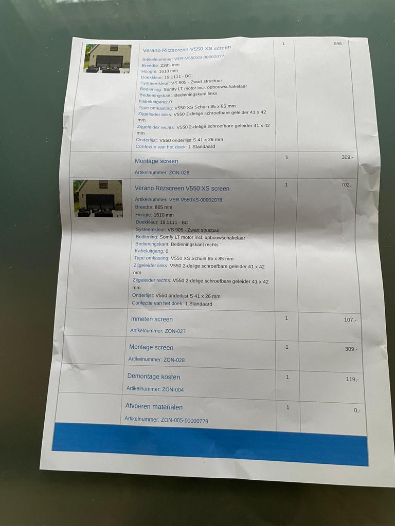 SCREEN NIEUW  IN DE VERPAKKING (Verano Ritzscreen V 550 XS), Tuin en Terras, Zonneschermen, Nieuw, Ophalen of Verzenden