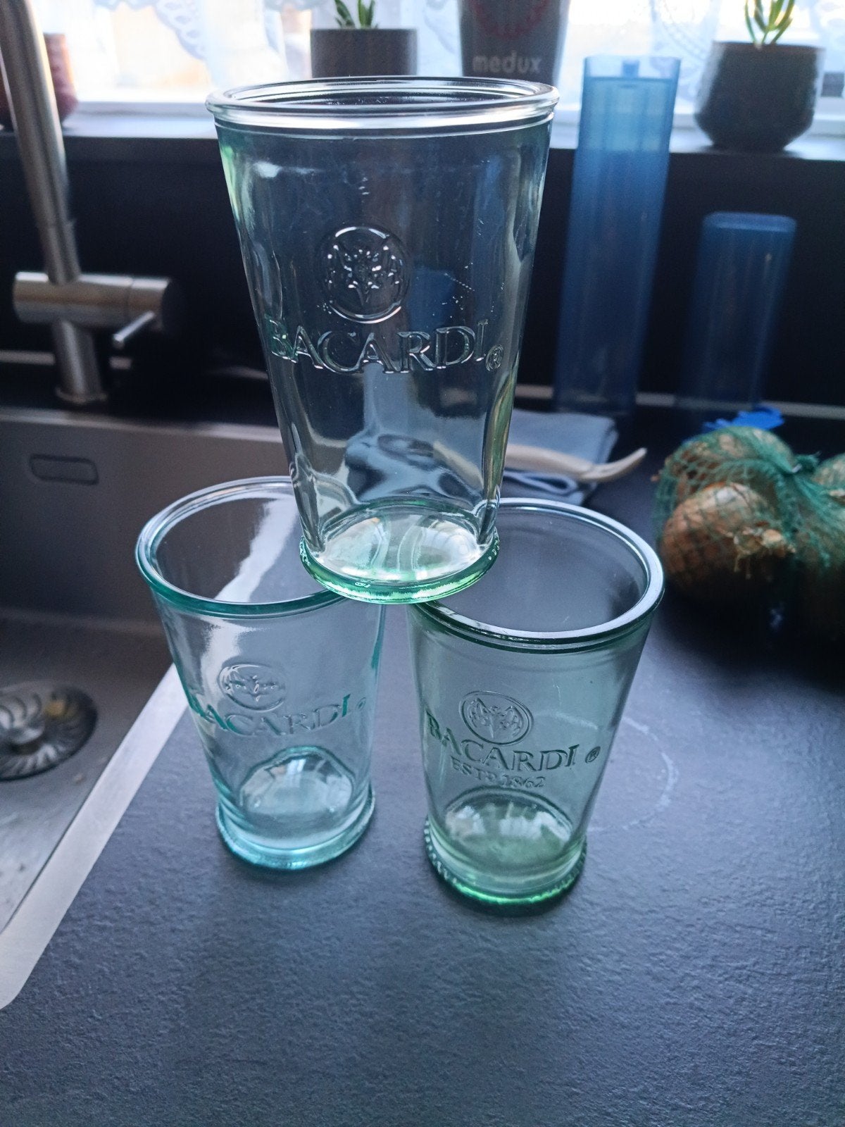 Bacardi glazen (3 stuks), Ophalen, Overige merken, Groen, Glas