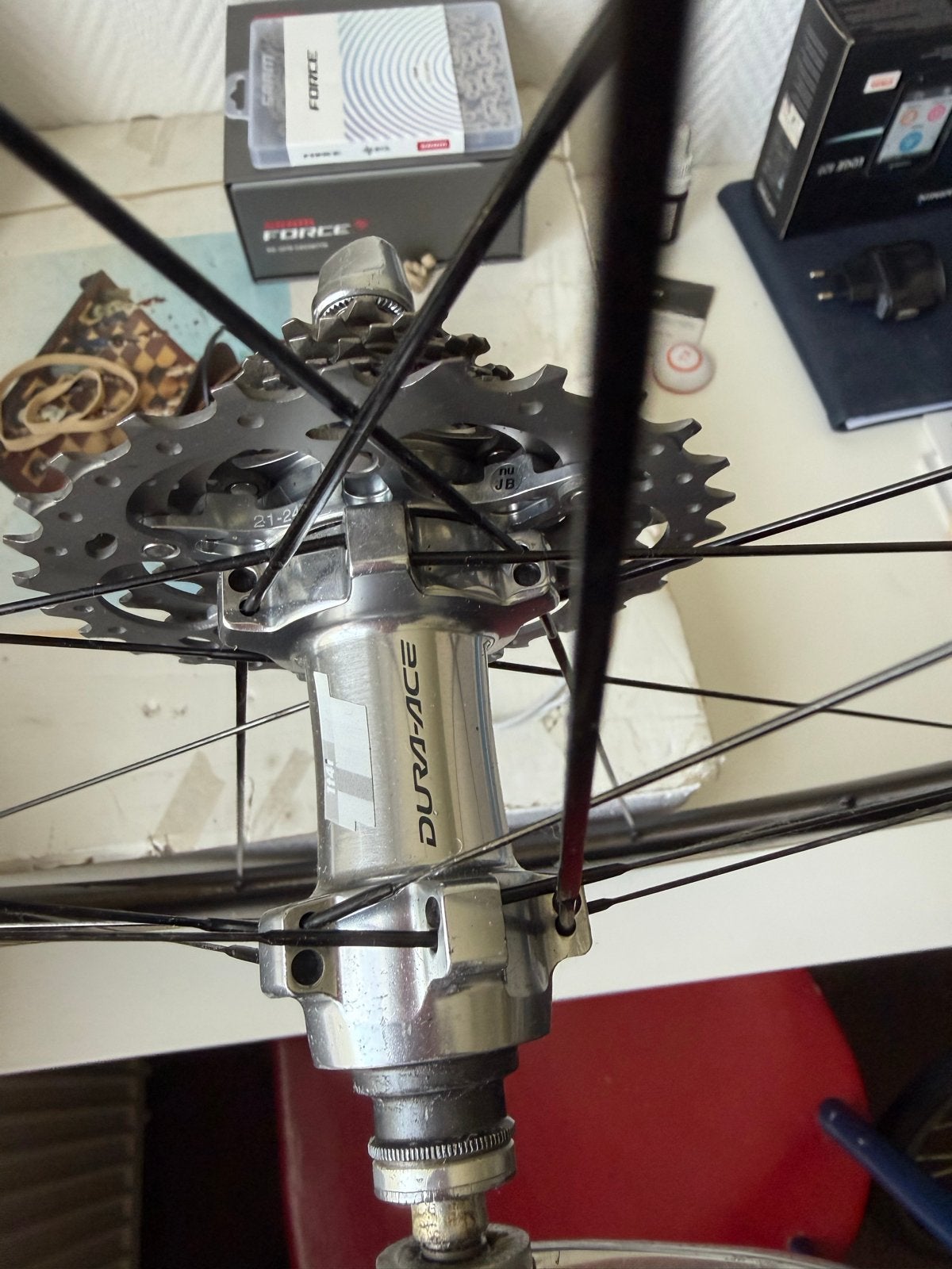 Dura Ace Carbon Wielset met Tubes Velgen - Super Licht, Fietsen en Brommers, Fietsonderdelen, Gebruikt, Racefiets, Carbon, Ophalen