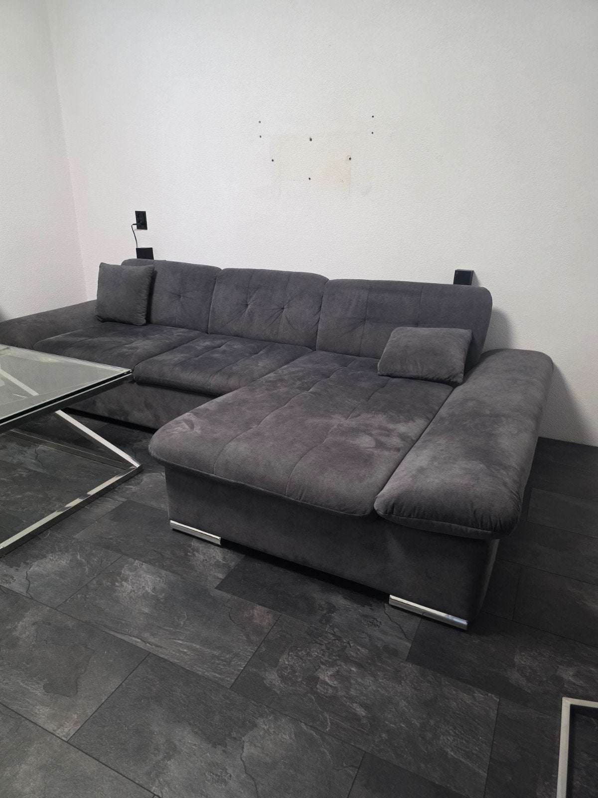 velvet hoekbank, 280cm lang, comfortabel weg=weg, Huis en Inrichting, Ophalen, 250 tot 300 cm, Gebruikt, Hoekbank