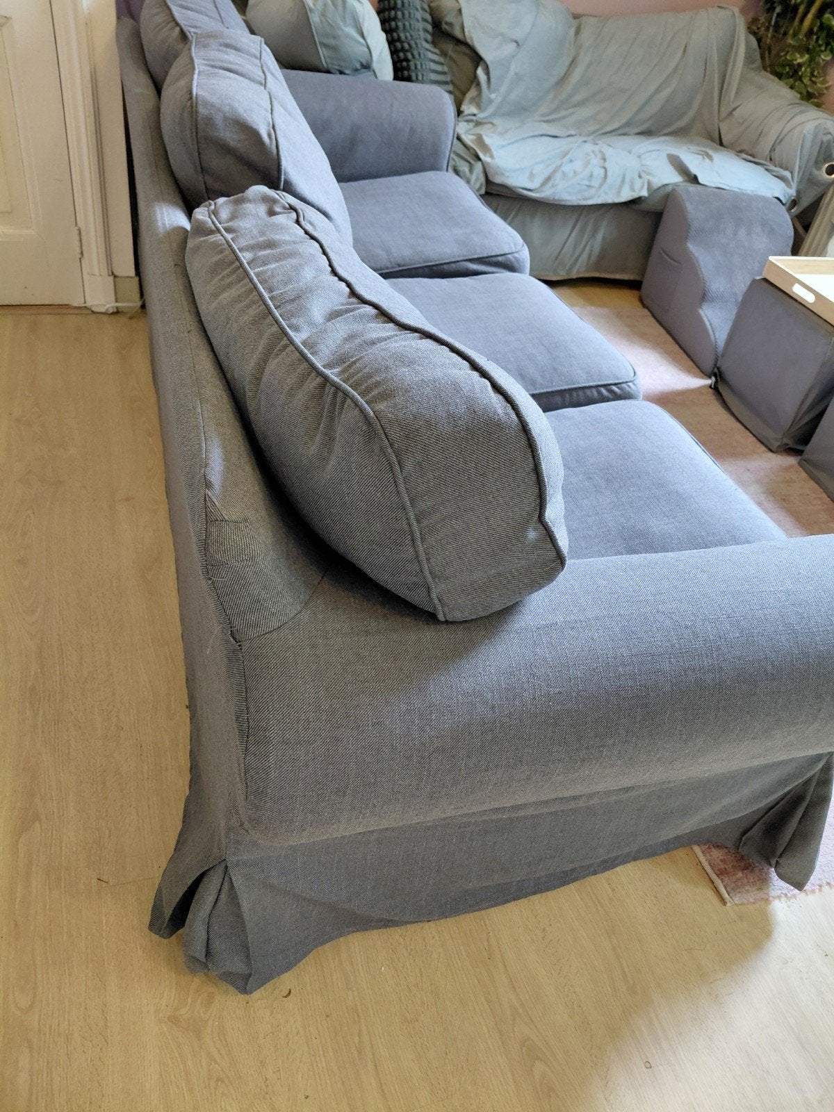 IKEA Ektorp 3-zitsbank donkergrijze hoes, Gebruikt, Driepersoons, 75 tot 100 cm, Ophalen of Verzenden