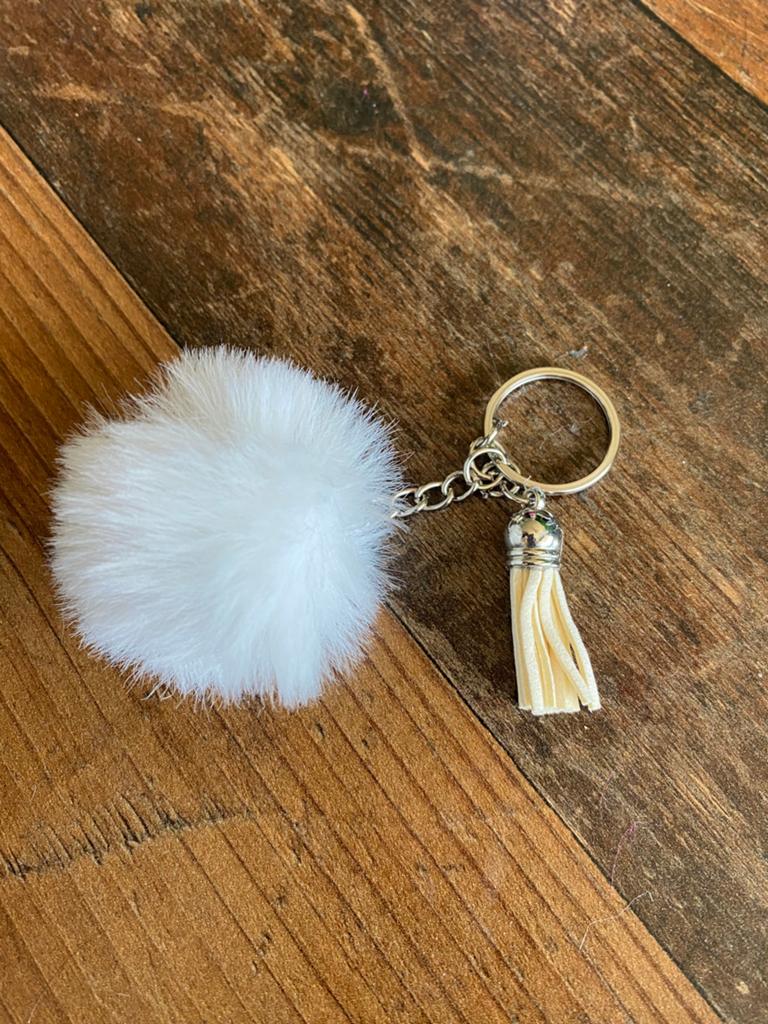 Witte pluizige sleutelhanger met kwastje, Verzamelen, Sleutelhangers, Ophalen of Verzenden, Nieuw, Overige typen