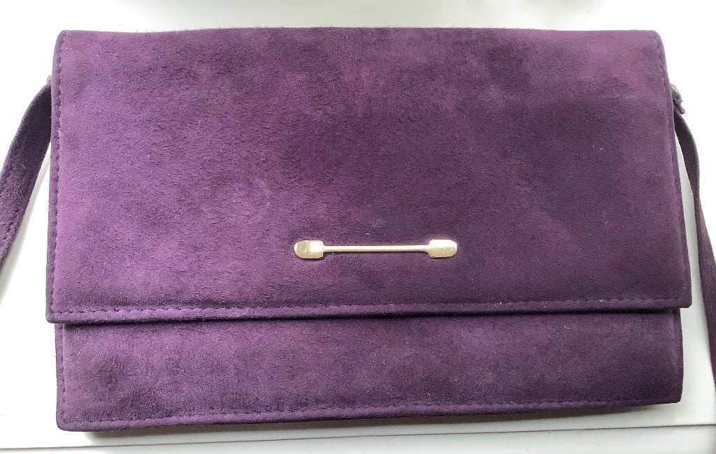 Paars suède handtasje, Ophalen, Zo goed als nieuw, Paars, Handtas