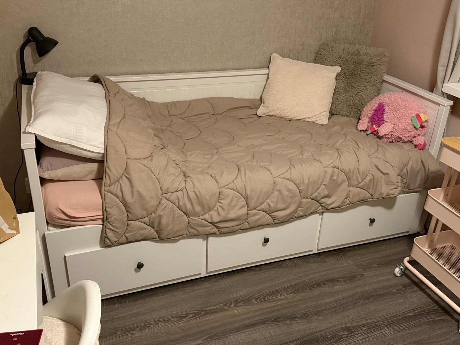 IKEA HEMNES Bedbank met 3 lades en 2 matrassen, wit, Ophalen, Verstelbaar, Wit, Tweepersoons