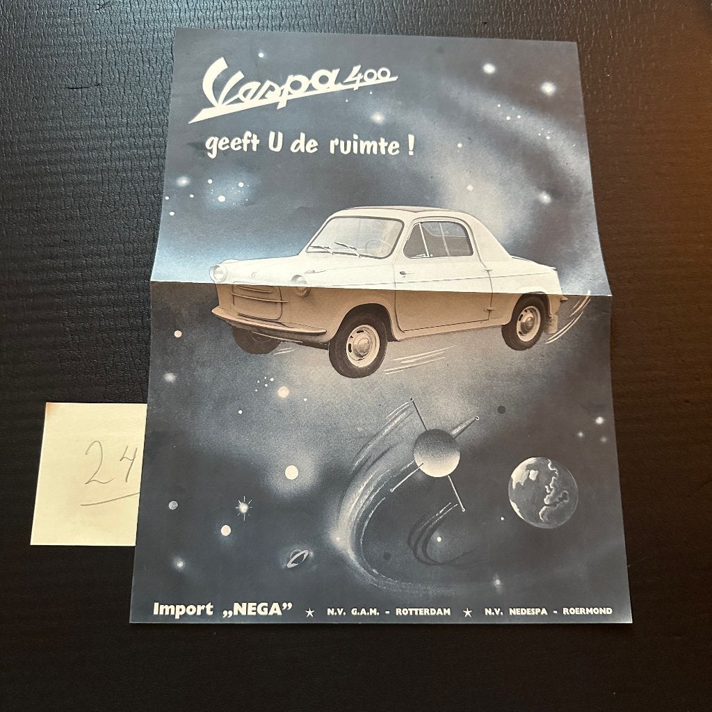 #24) VESPA 400 - 1959  Microcar Folder, Verzenden, Gelezen, Folder