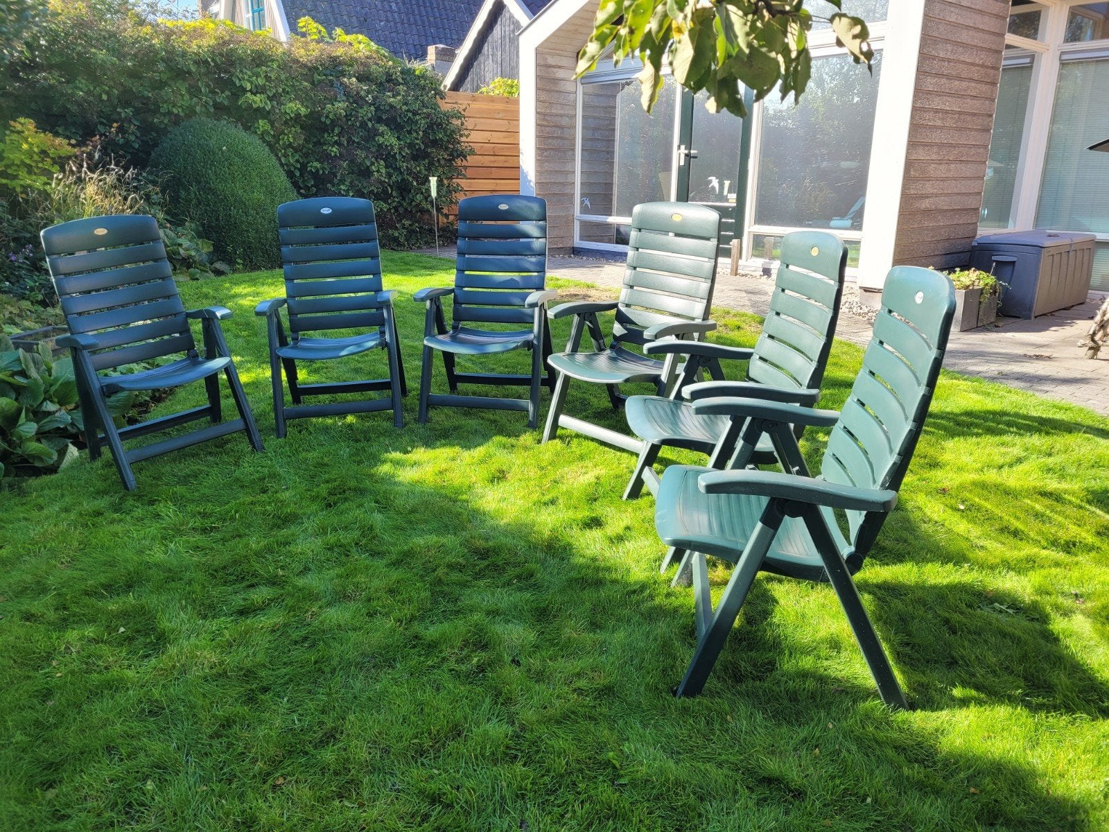Hartman verstelbare tuinstoelen, 6x, groen, Ophalen of Verzenden