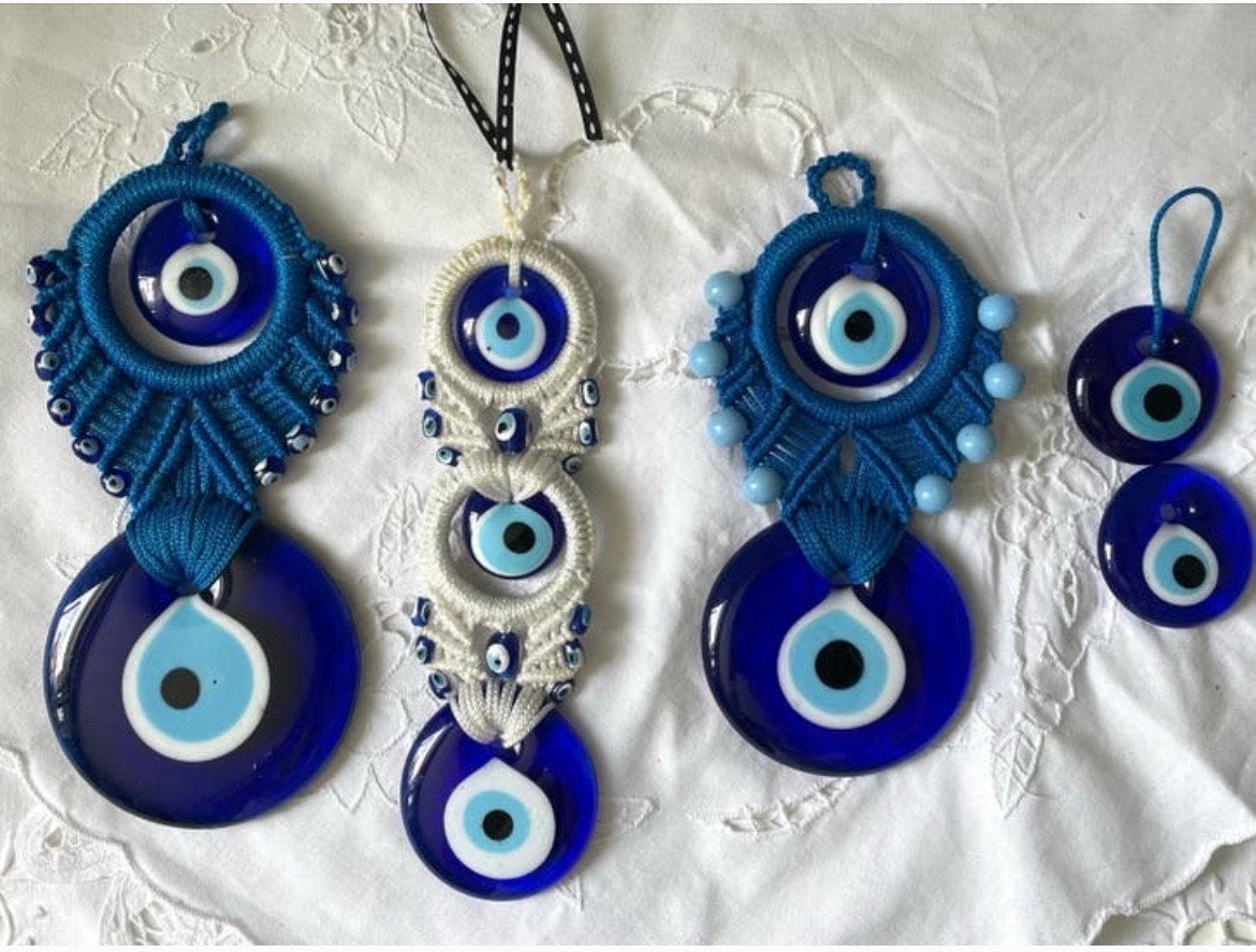 Nazar Amuletten Set - Turkse Boze Oog Bescherming, Huis en Inrichting, Blauw, Ophalen of Verzenden, Glas, Oosters