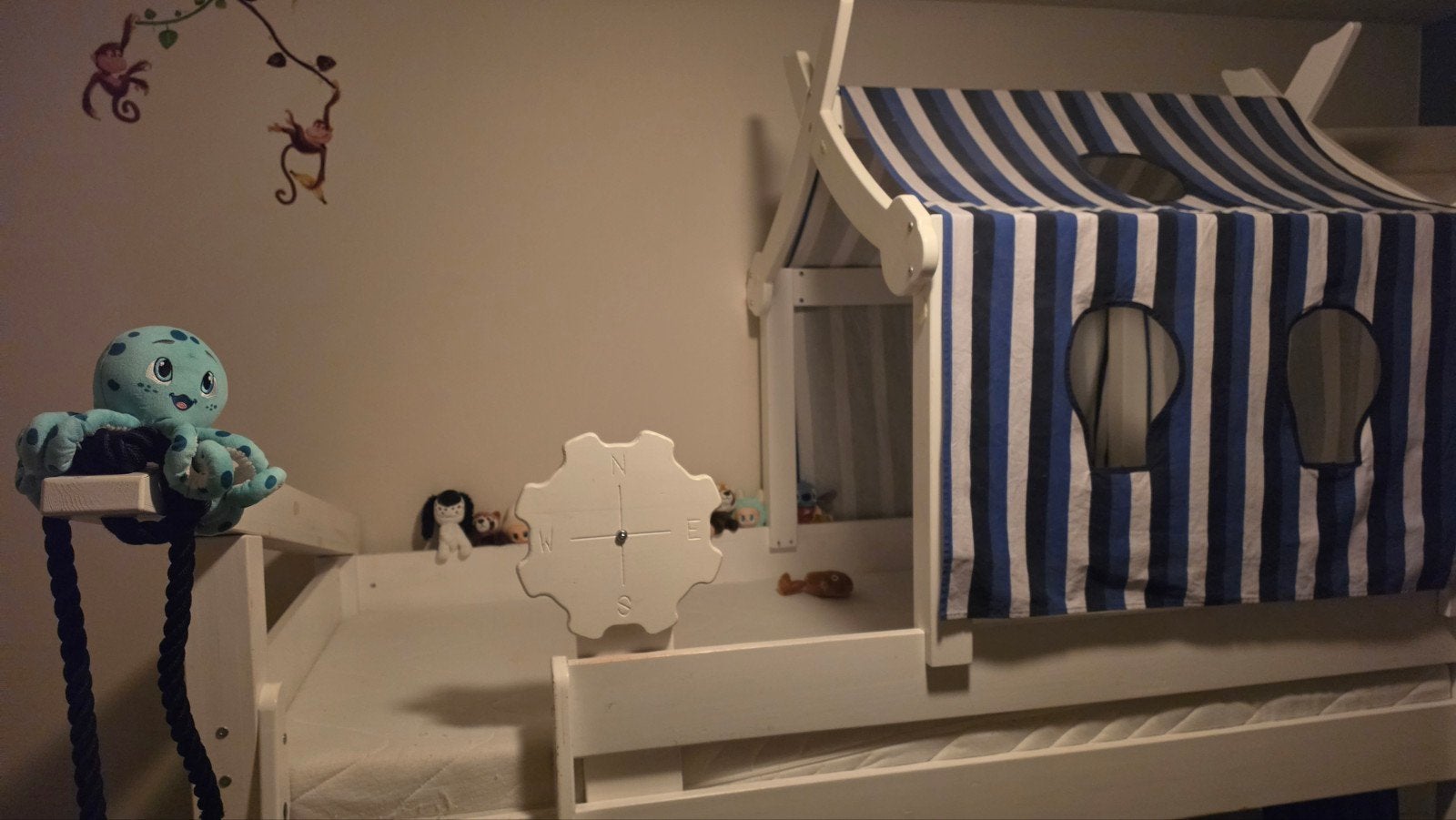 Halfhoogslaper met strandhuisje en opbergers, Ophalen, Gebruikt, 90 cm, Eenpersoons