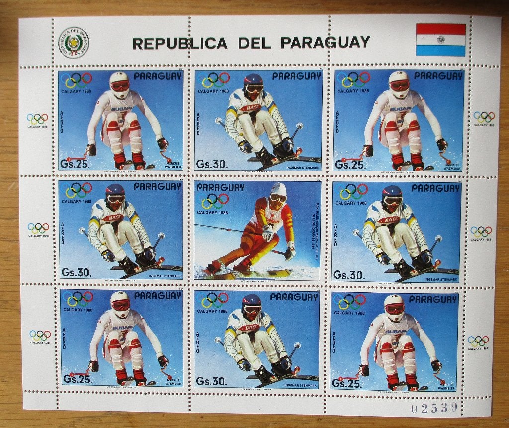 Paraguay, velletje Olympische Winterspelen 1998, Skiën, Ophalen of Verzenden, Postfris, Sport