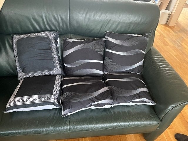 6 kussentjes zwart/wit 40x40 cm, Huis en Inrichting, Vierkant, Ophalen of Verzenden, Zo goed als nieuw, Sierkussen