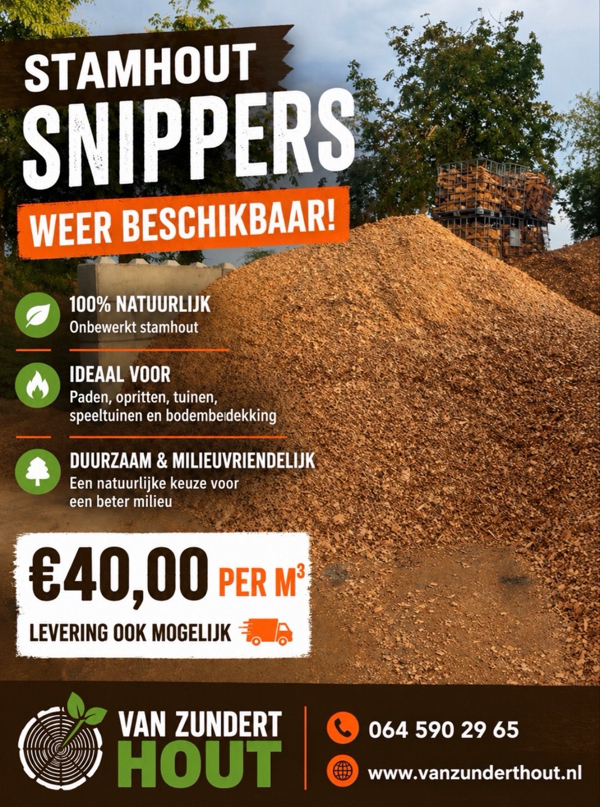 Verse stam snippers - ideaal voor tuin en paden, Tuin en Terras, 6 m³ of meer, Ophalen, Overige houtsoorten, Takken
