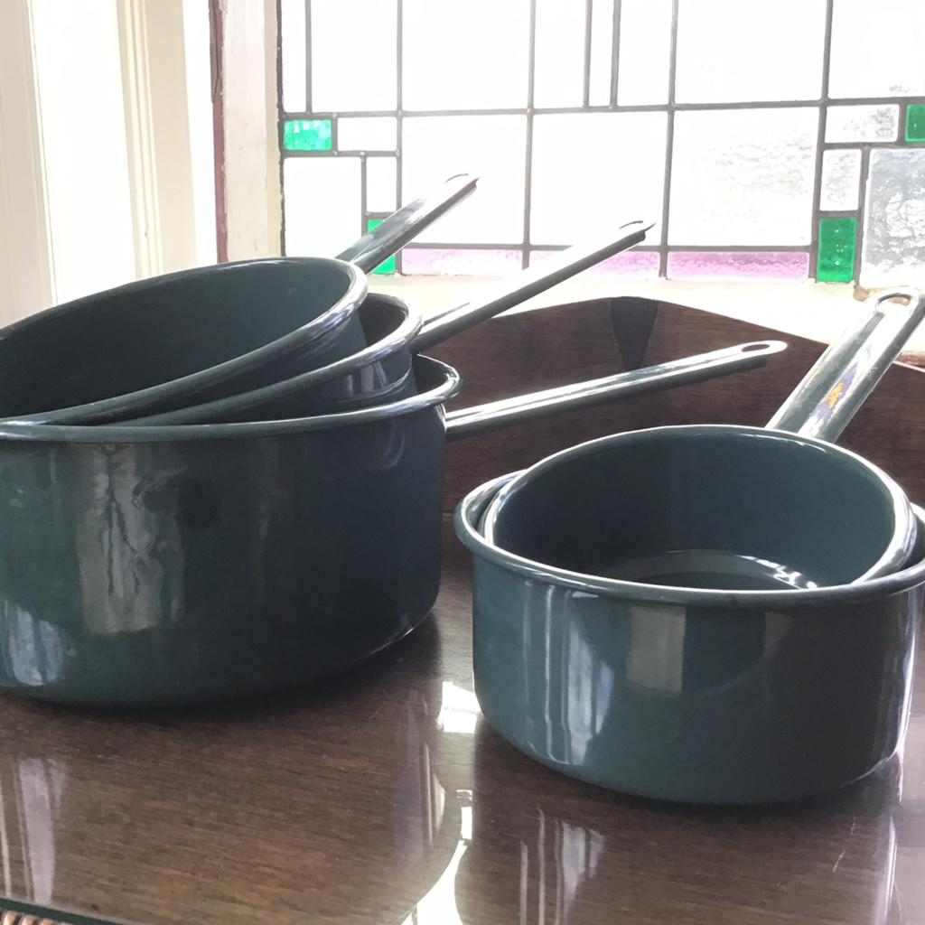 5 emaille steelpannetjes, Ophalen of Verzenden