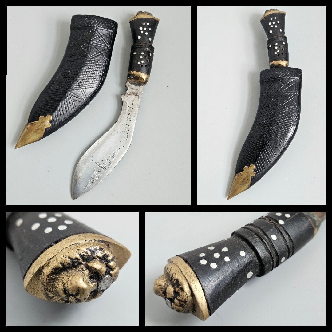 India,  Nepalees Kukri mes of dolk, inclusief lederen schede, Antiek en Kunst, Wapen, India, Handgemaakt, Ophalen of Verzenden