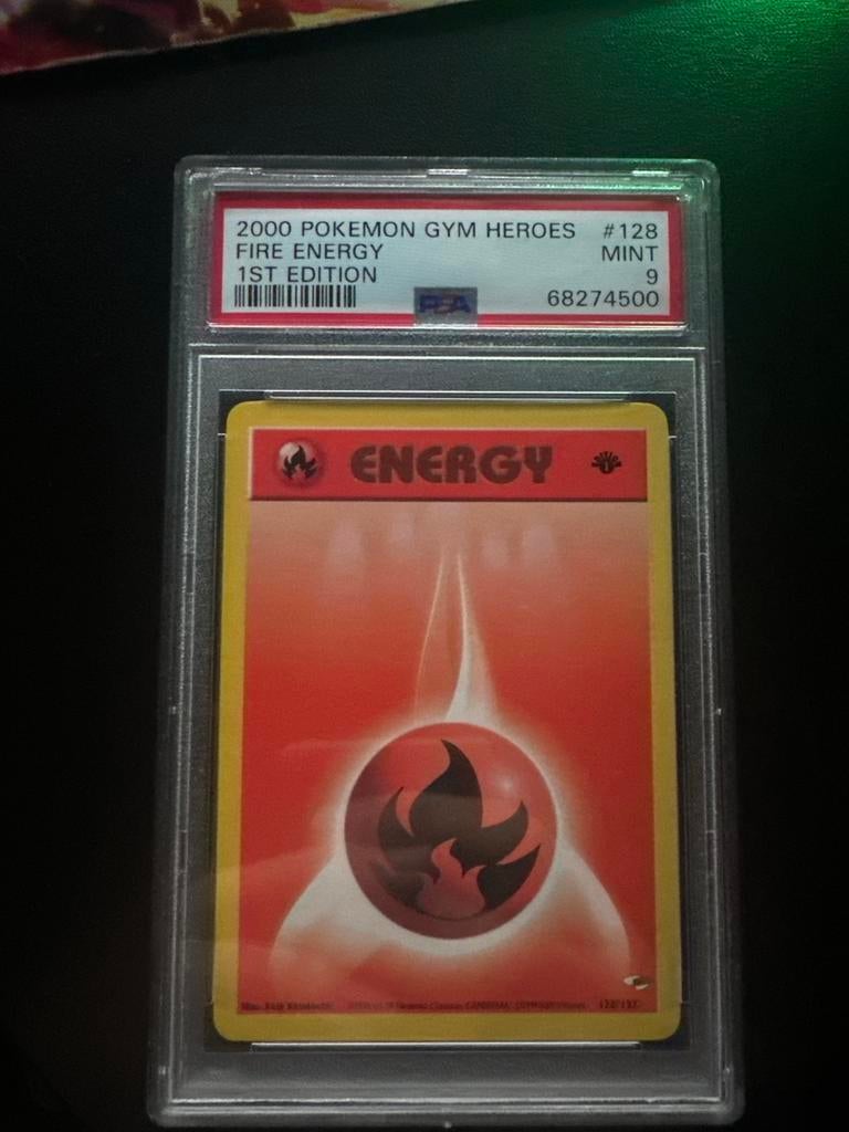 Fire Energy 1st Edition PCA 9 Pokémon kaart, Ophalen of Verzenden, Zo goed als nieuw, Losse kaart