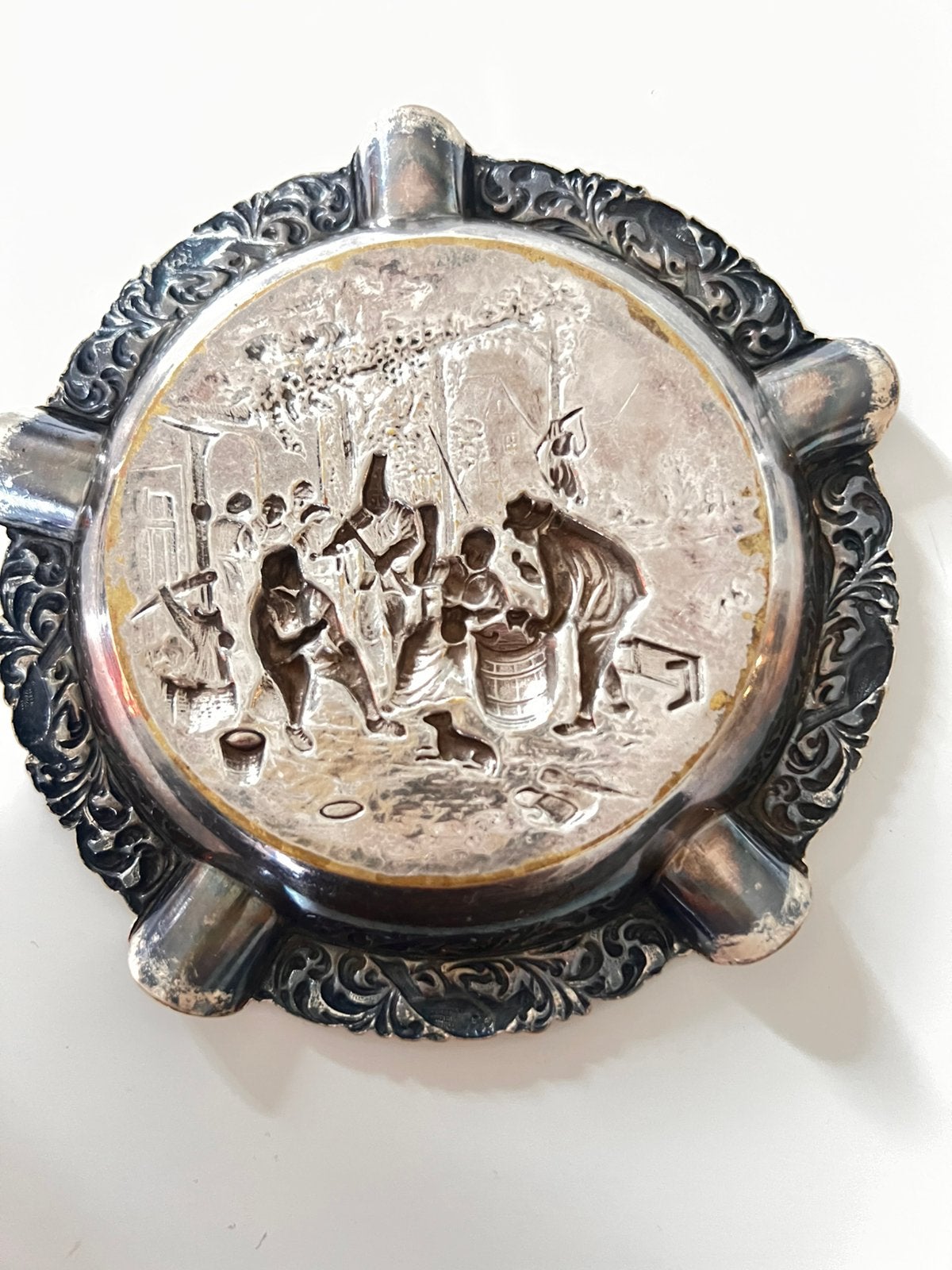 Zilveren kleur asbak, Ophalen of Verzenden
