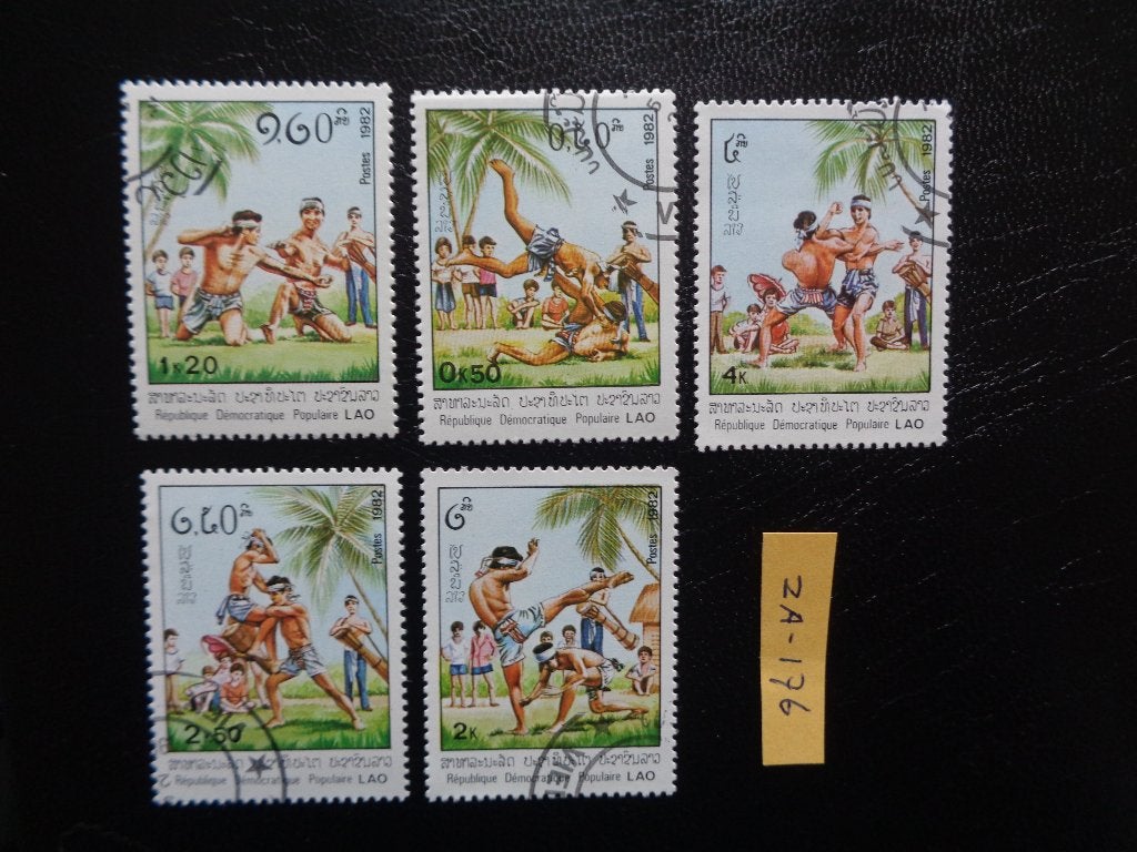 lao - worstelen 1982 (za-176), Ophalen of Verzenden, Gestempeld, Zuidoost-Azië