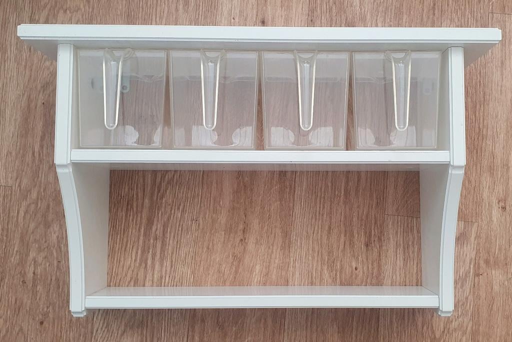 Hangend Opbergrekje Keuken met 4 Bakjes - Wit/Transparant, Huis en Inrichting, Keuken | Keukenbenodigdheden, Ophalen, Kunststof