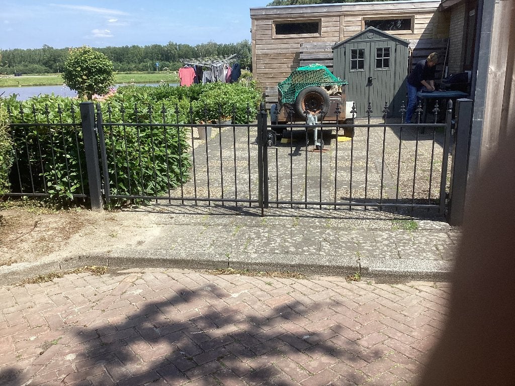Hekwerk van metaal plus openslaande poorten 531cm, Ophalen, Met poort, Gebruikt, Tuinhek