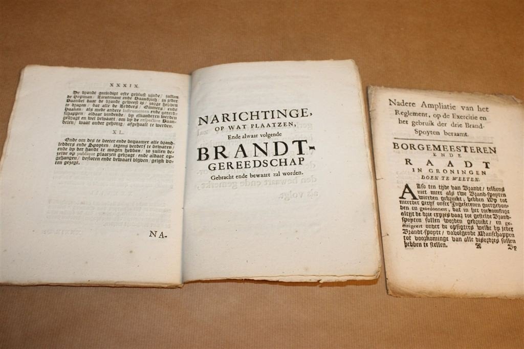 Brandt-Ordre Groningen 1732 — Antiek Zeldzaam Brandreglement, Ophalen of Verzenden