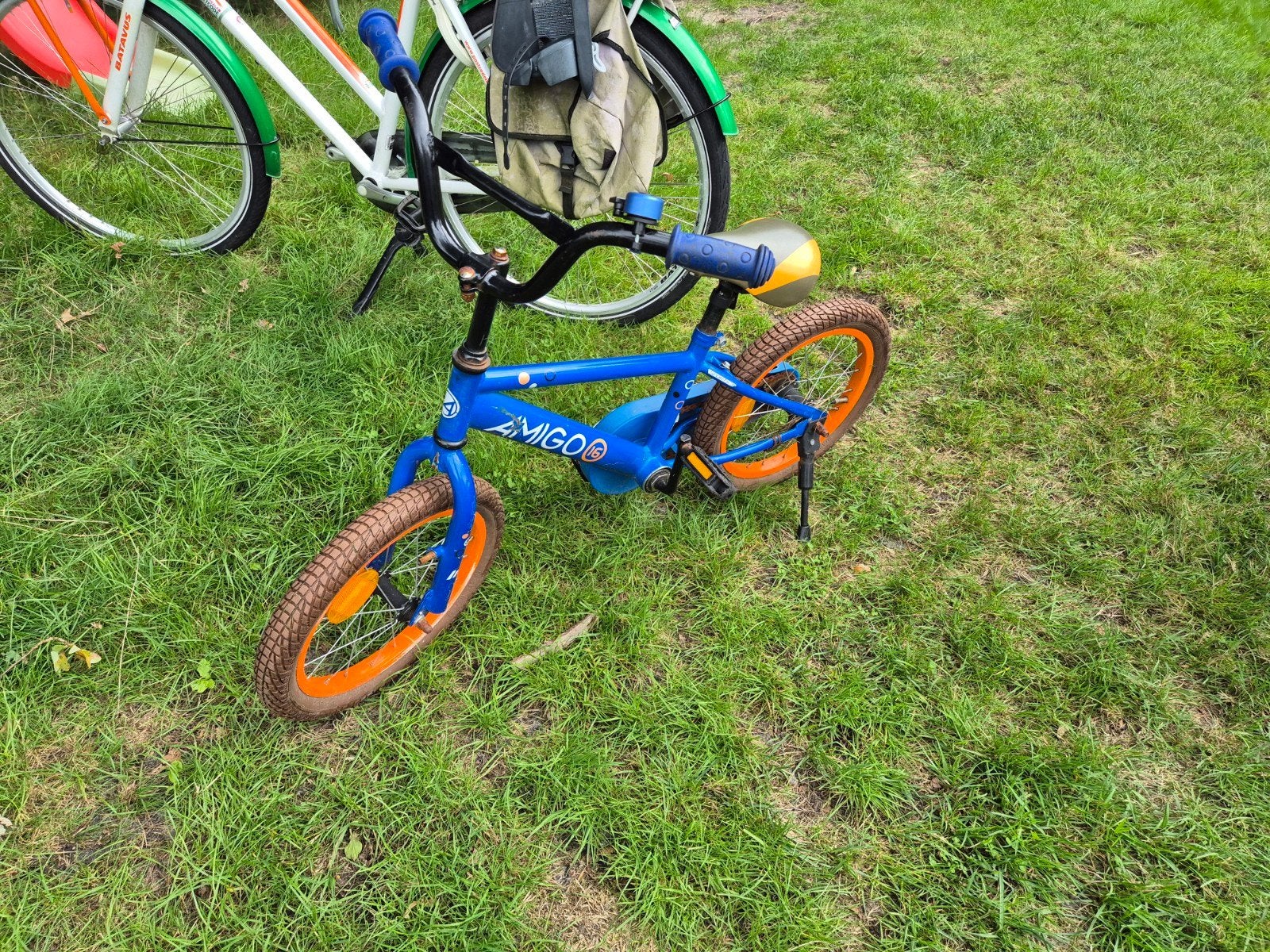 Amigo BMX fietsje 16 inch - Blauw/Oranje, Fietsen en Brommers, Ophalen, Gebruikt, 16 tot 20 inch, Amigo