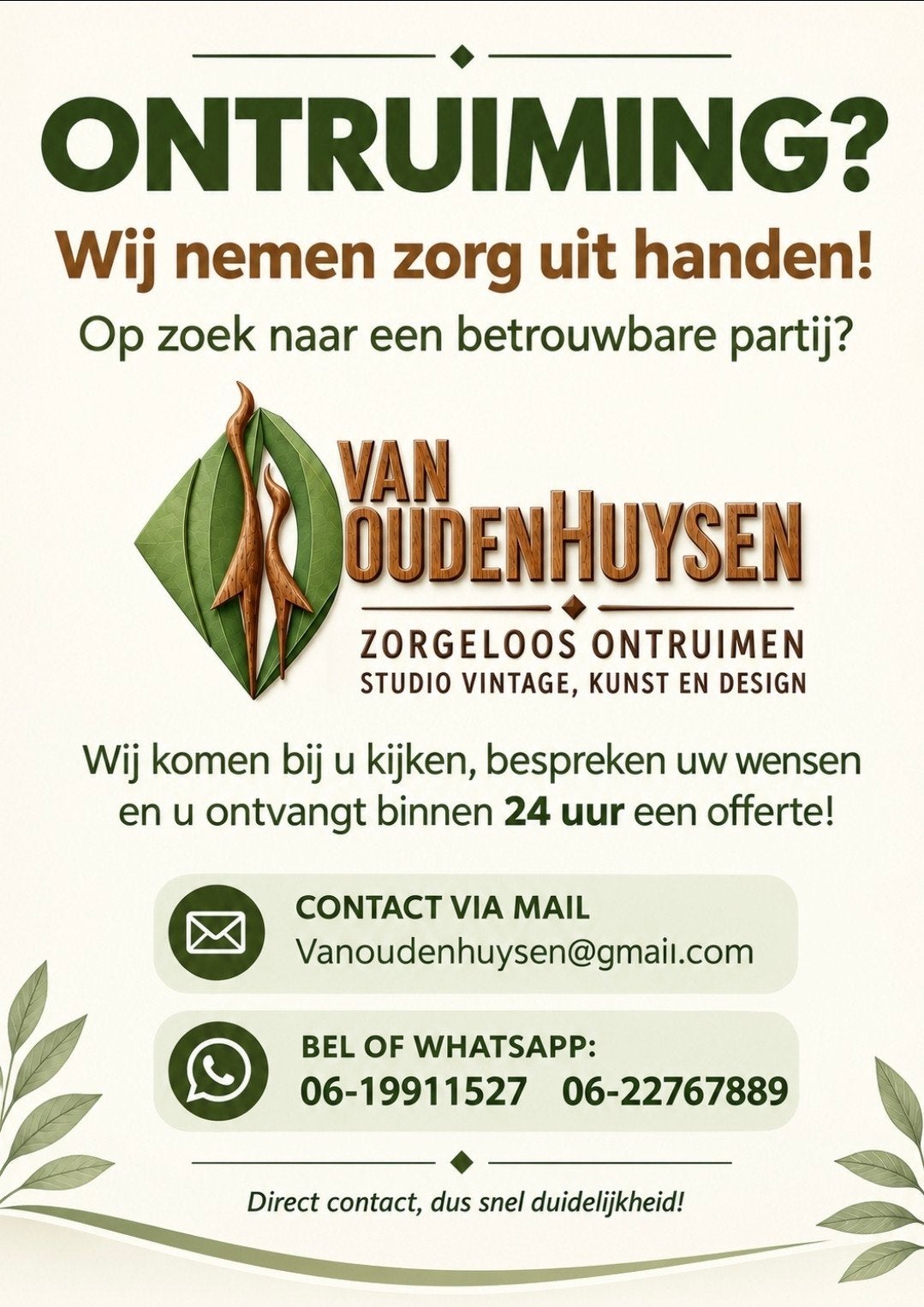 Ontruimingen, Wij nemen uw zorg uit handen